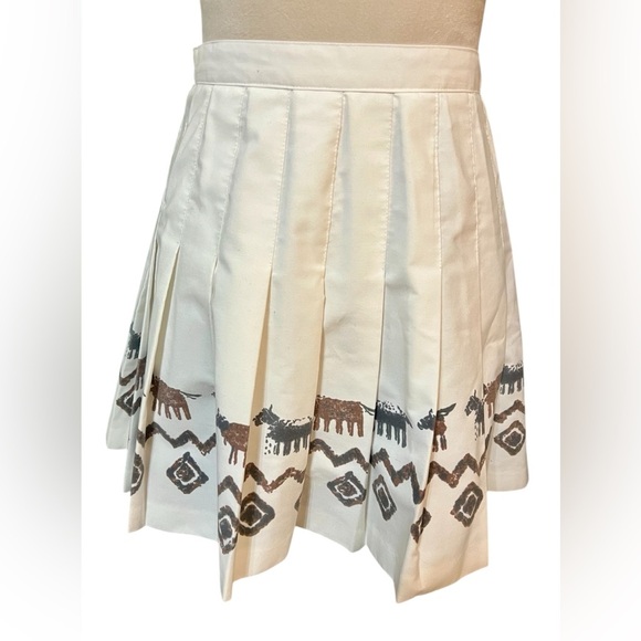 Vintage Natty California 90s Cotton Pleated Tribal/Primal Mini Skirt - Picture 1 of 3